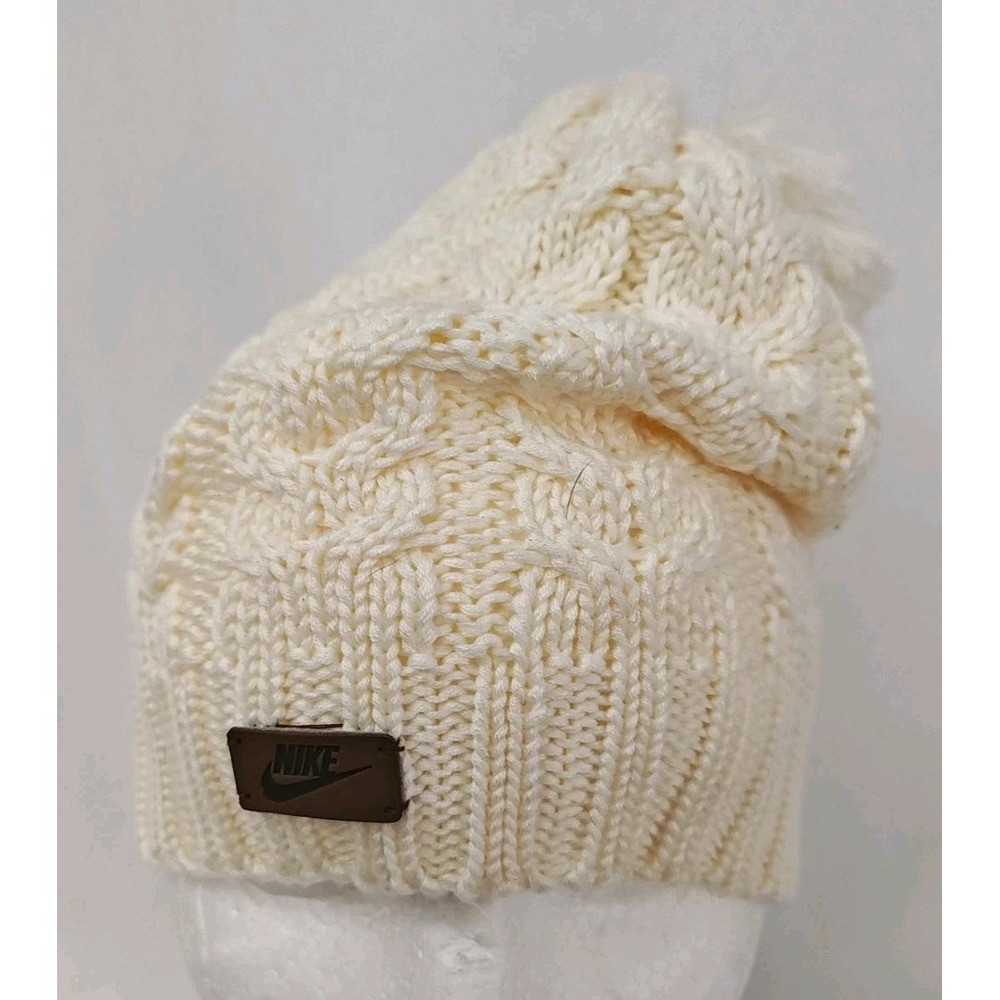 Nike‎ Sportswear knit Pom Beanie White Cream One Size Winter Cold Weather